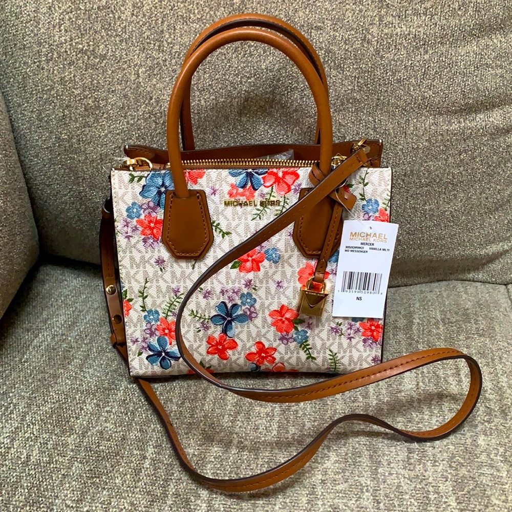 Michael Kors floral logo accordion crossbody bag
